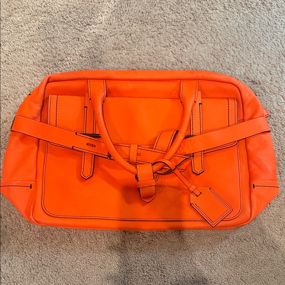 REED KRAKOFF "Fighter" Runway Color Block Leather Satchel Handbag Bag Tote